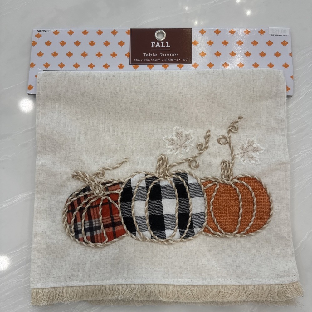 New Hobby Lobby Ivory Pumpkin Table Runner 13x72 inches